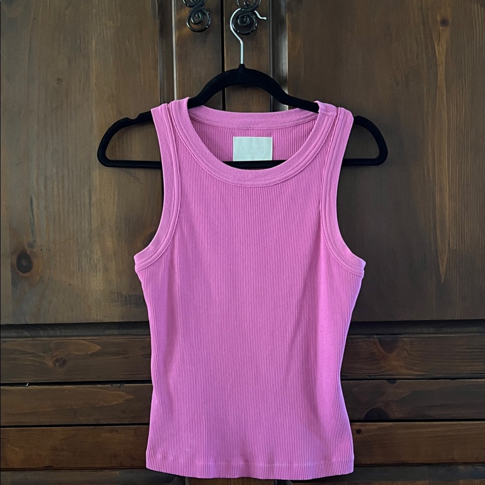 Citizens Of Humanity Vibrant Pink Ribbed Tank Top